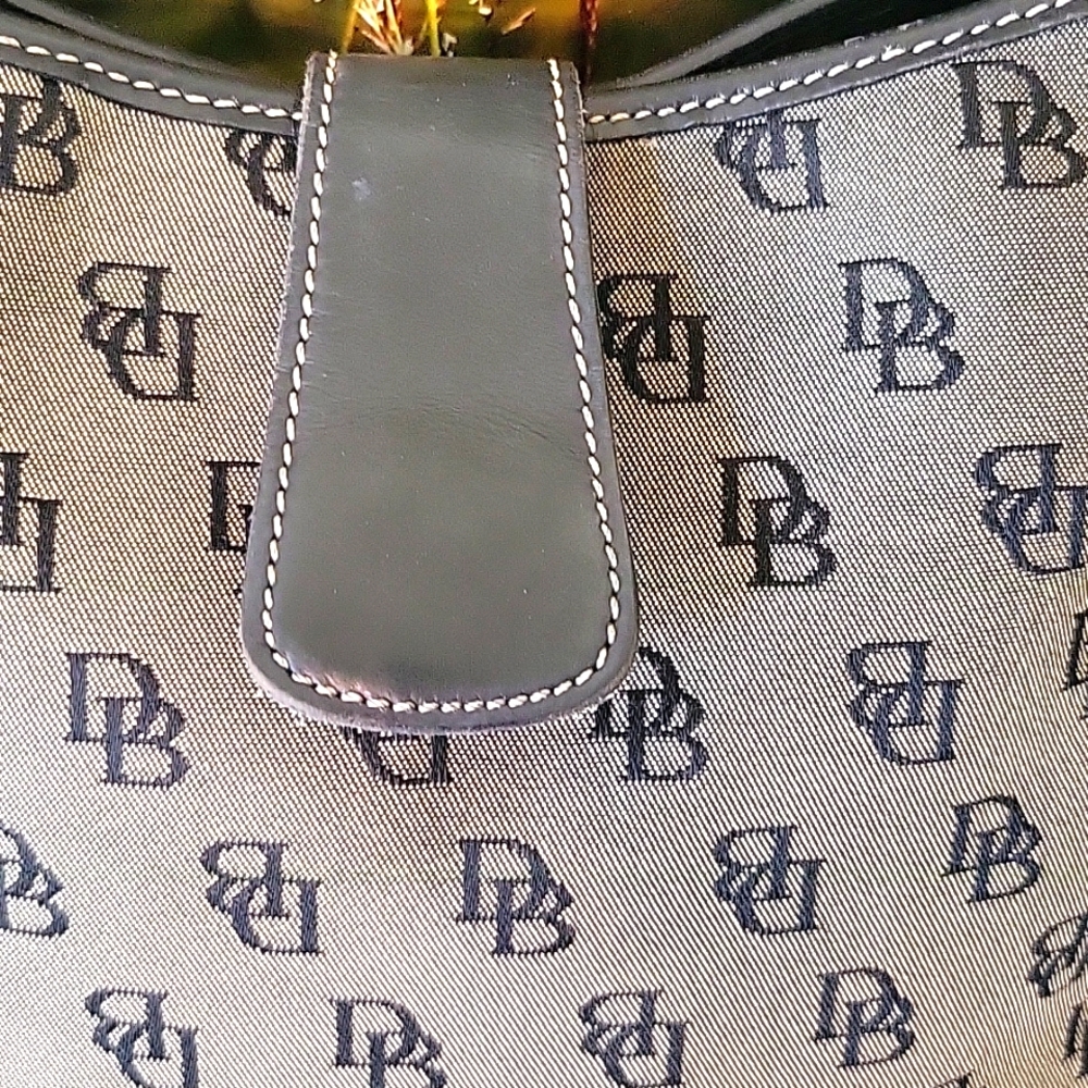 Dooney & Bourke Black and Gray Shoulder Bag with Monogram 10.25" Long X 10" High - Picture 7 of 15